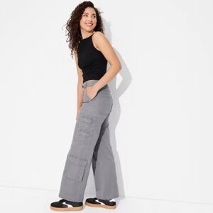 Wild Fable Cargo Pants Gray Wide Leg with D-Ring Detail – Size M